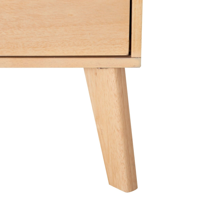 Mid-Century 6-Drawer Dresser in Natural and Walnut Wood Tones