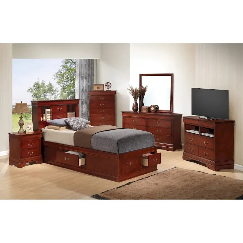 Twin Storage Platform Bed with 6 Under-Bed Drawers - Classic Style
