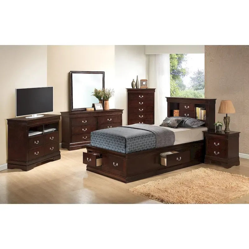 Twin Storage Platform Bed with 6 Under-Bed Drawers - Classic Style