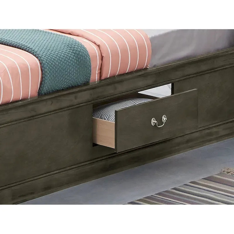 Twin Storage Platform Bed with 6 Under-Bed Drawers - Classic Style