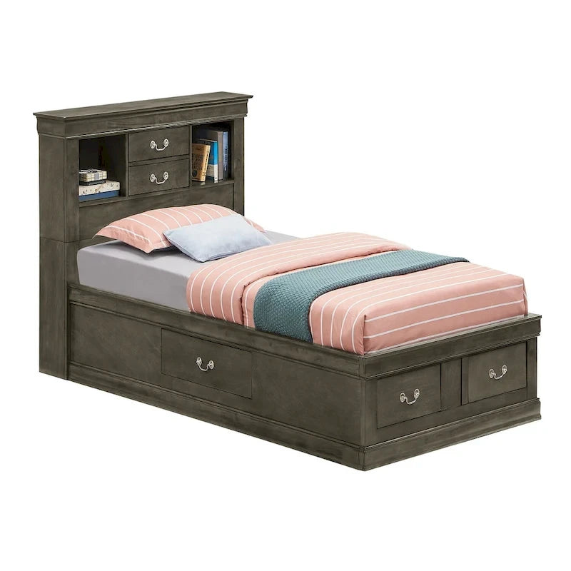 Twin Storage Platform Bed with 6 Under-Bed Drawers - Classic Style