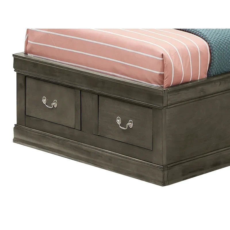 Twin Storage Platform Bed with 6 Under-Bed Drawers - Classic Style