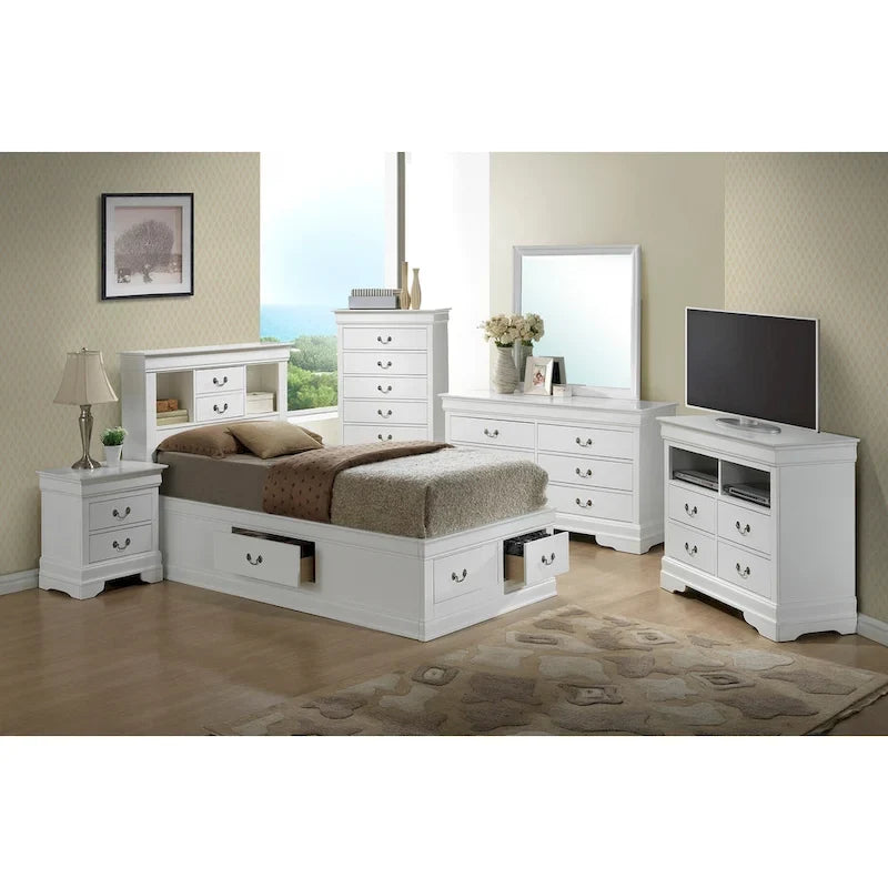 Twin Storage Platform Bed with 6 Under-Bed Drawers - Classic Style