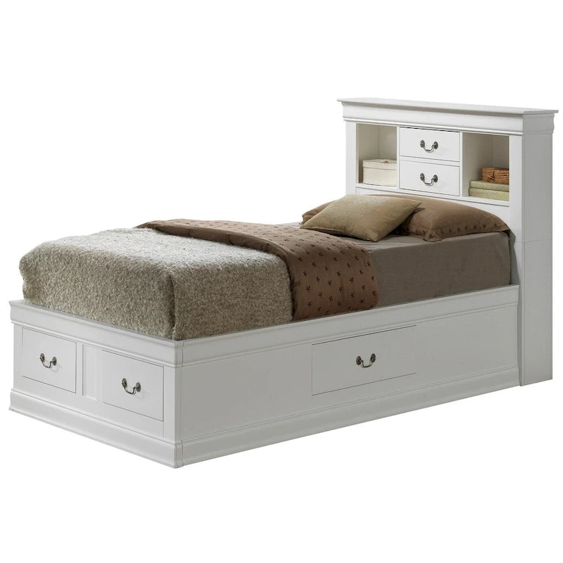 Twin Storage Platform Bed with 6 Under-Bed Drawers - Classic Style