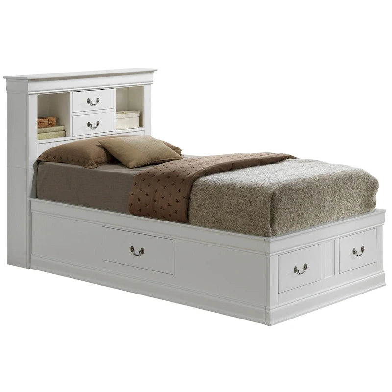 Twin Storage Platform Bed with 6 Under-Bed Drawers - Classic Style