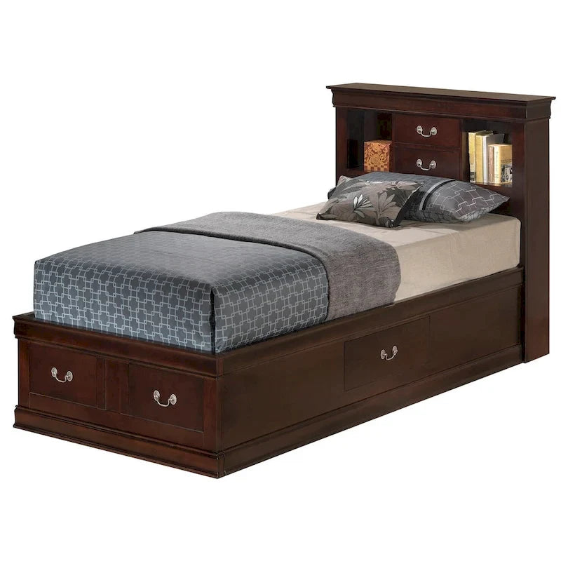 Twin Storage Platform Bed with 6 Under-Bed Drawers - Classic Style