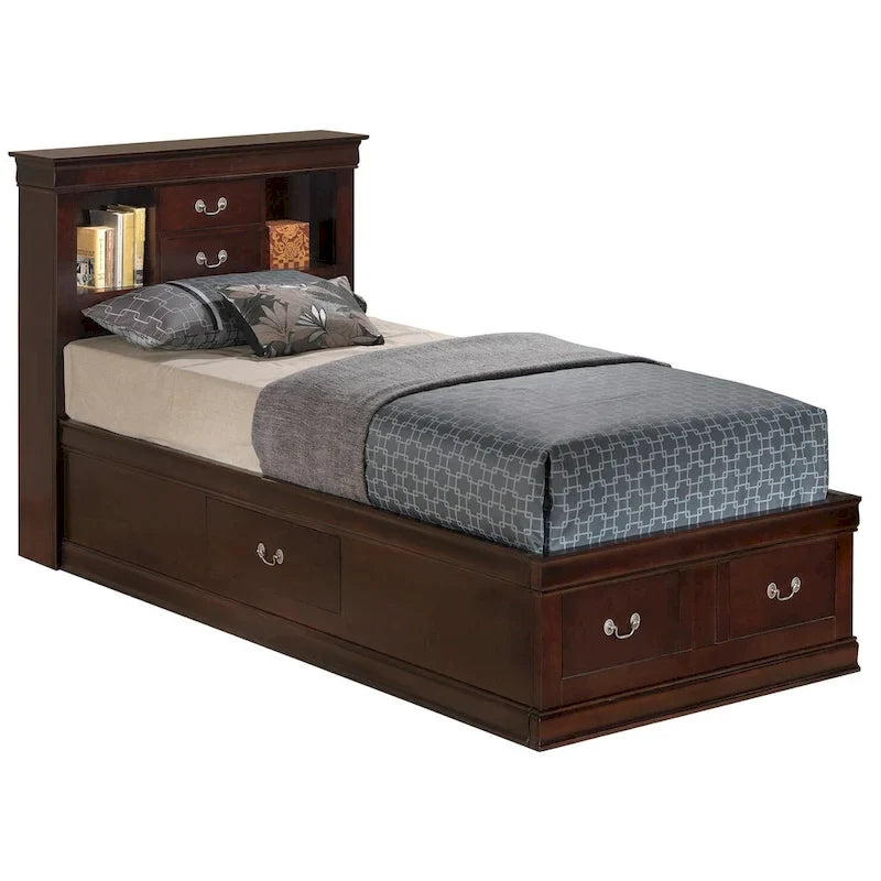 Twin Storage Platform Bed with 6 Under-Bed Drawers - Classic Style