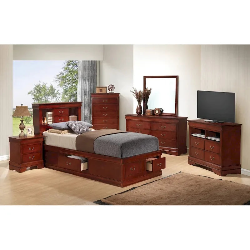 Twin Storage Platform Bed with 6 Under-Bed Drawers - Classic Style