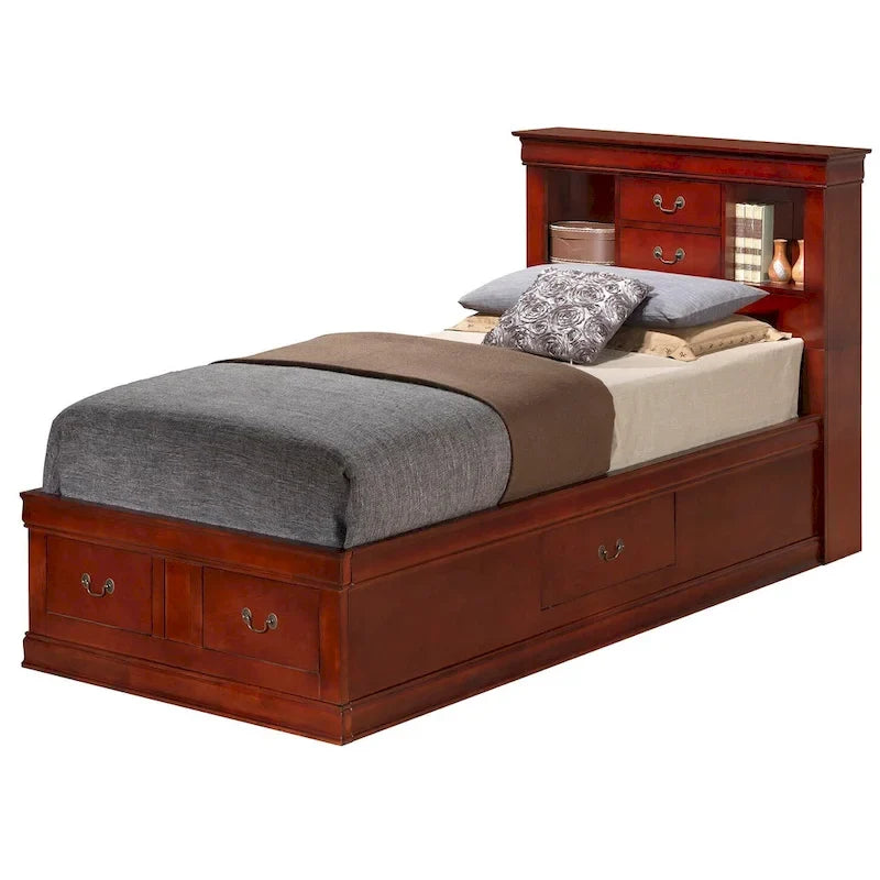 Twin Storage Platform Bed with 6 Under-Bed Drawers - Classic Style