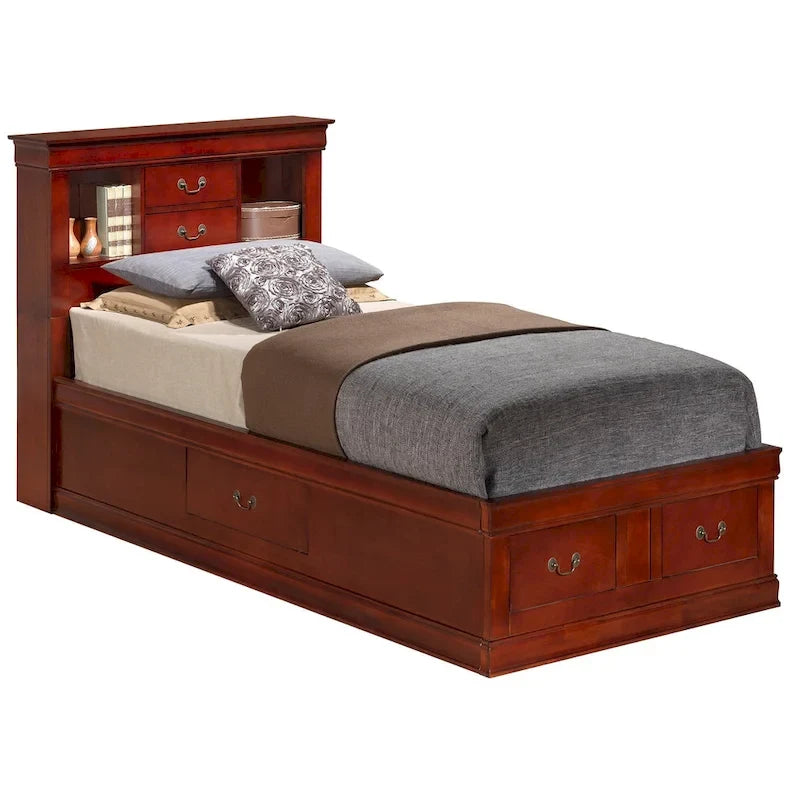 Twin Storage Platform Bed with 6 Under-Bed Drawers - Classic Style