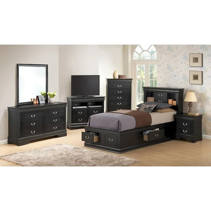 Twin Storage Platform Bed with 6 Under-Bed Drawers - Classic Style