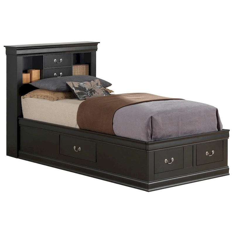 Twin Storage Platform Bed with 6 Under-Bed Drawers - Classic Style