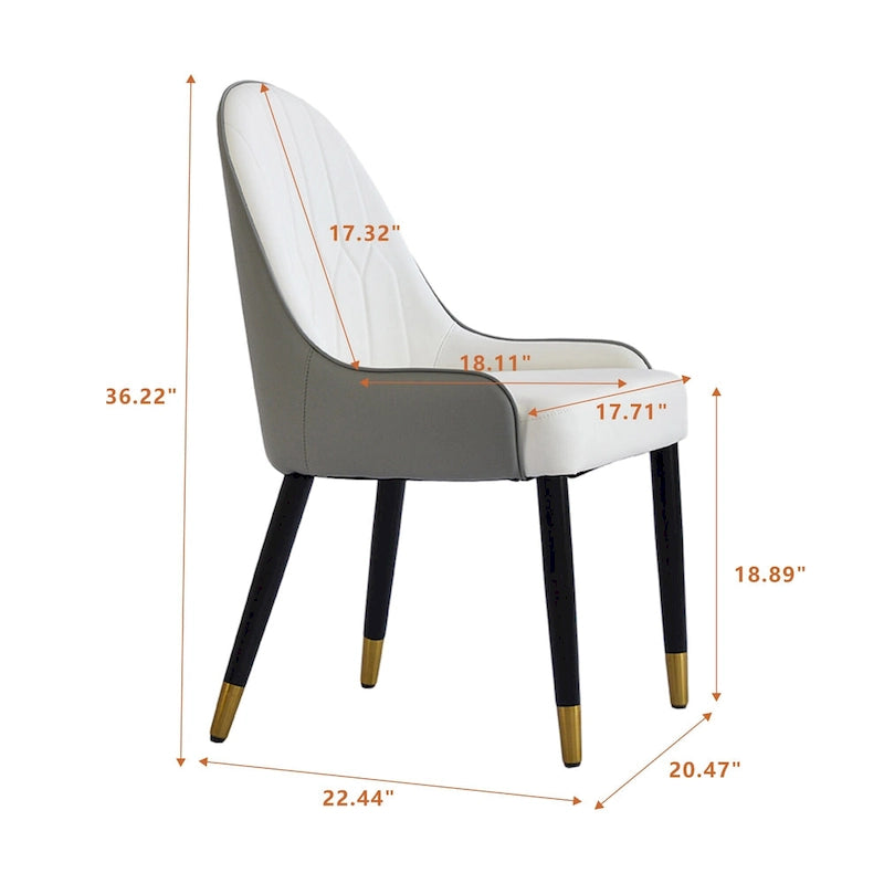 Modern Faux Leather Dining Chairs with Wood Legs, Set of 2