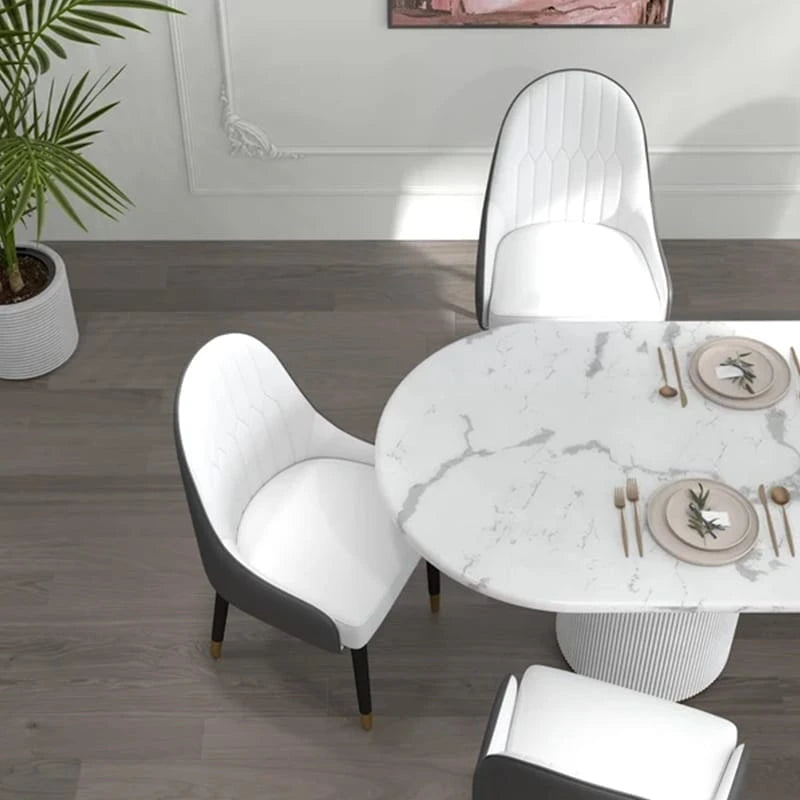 Modern Faux Leather Dining Chairs with Wood Legs, Set of 2