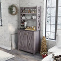 Rustic Multi-Shelf Microwave Cabinet with 2-Door Storage - 64"H