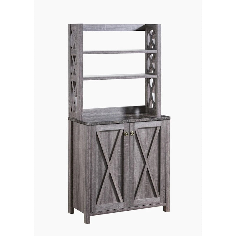 Rustic Multi-Shelf Microwave Cabinet with 2-Door Storage - 64"H