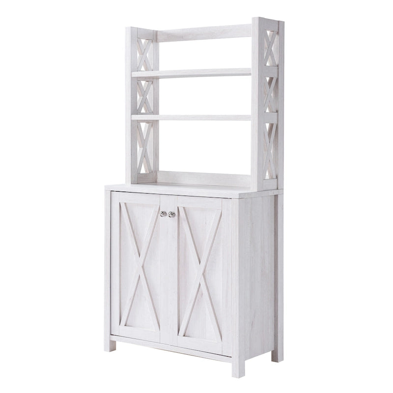 Rustic Multi-Shelf Microwave Cabinet with 2-Door Storage - 64"H