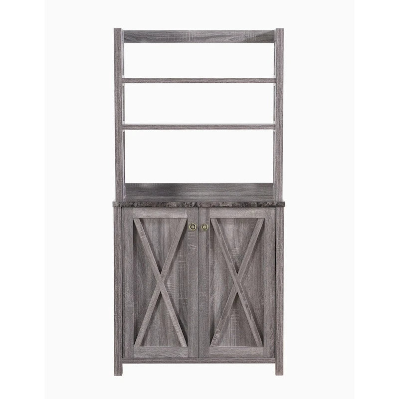 Rustic Multi-Shelf Microwave Cabinet with 2-Door Storage - 64"H