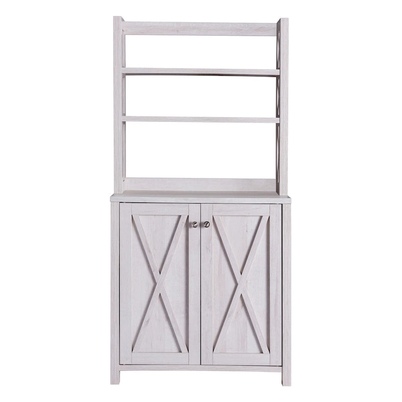 Rustic Multi-Shelf Microwave Cabinet with 2-Door Storage - 64"H