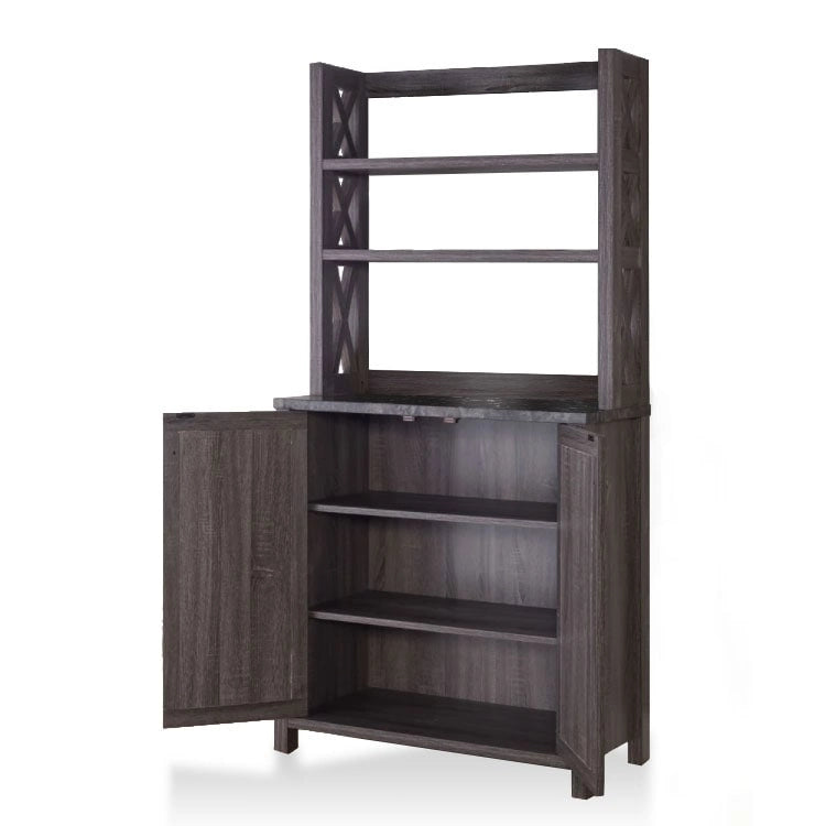 Rustic Multi-Shelf Microwave Cabinet with 2-Door Storage - 64"H