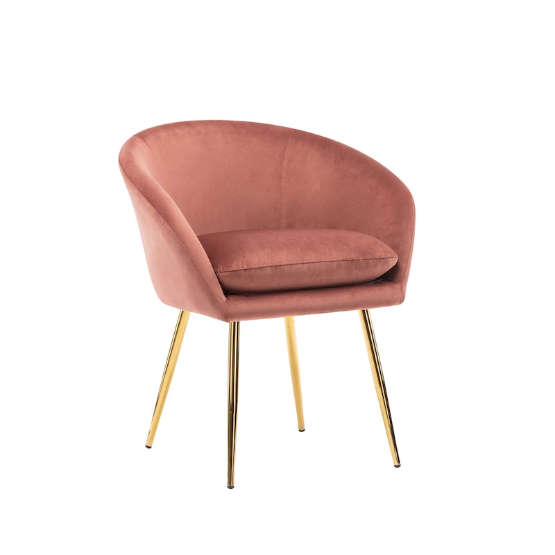 Mid-Century Velvet Dining Chair with Gold Chrome Legs - Set of 2