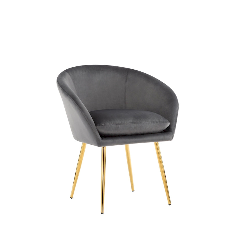 Mid-Century Velvet Dining Chair with Gold Chrome Legs - Set of 2