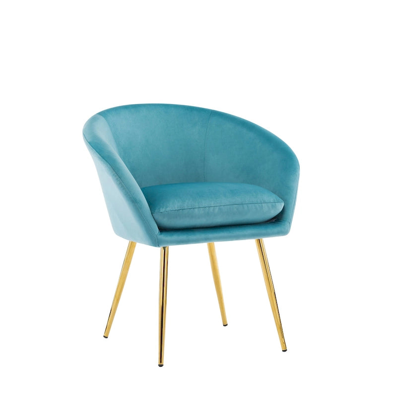 Mid-Century Velvet Dining Chair with Gold Chrome Legs - Set of 2