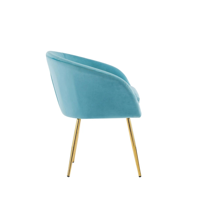 Mid-Century Velvet Dining Chair with Gold Chrome Legs - Set of 2