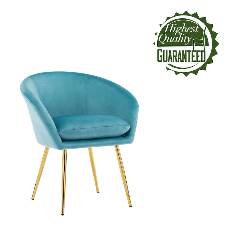 Mid-Century Velvet Dining Chair with Gold Chrome Legs - Set of 2