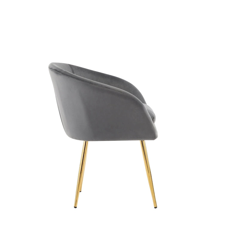 Mid-Century Velvet Dining Chair with Gold Chrome Legs - Set of 2