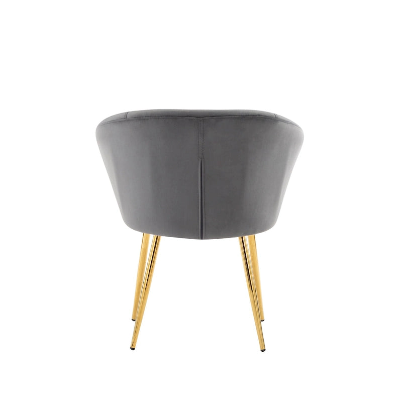 Mid-Century Velvet Dining Chair with Gold Chrome Legs - Set of 2