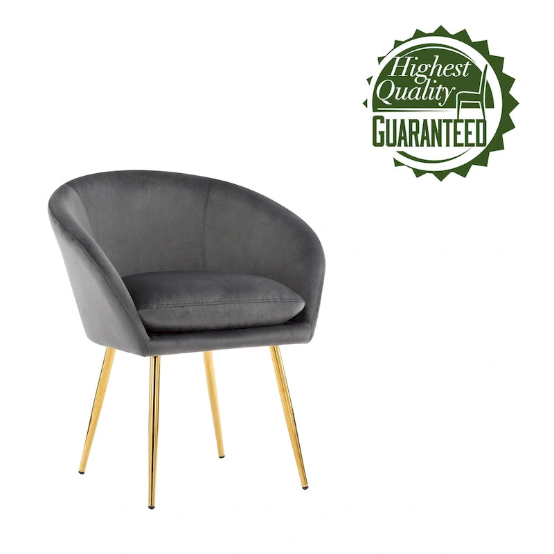 Mid-Century Velvet Dining Chair with Gold Chrome Legs - Set of 2