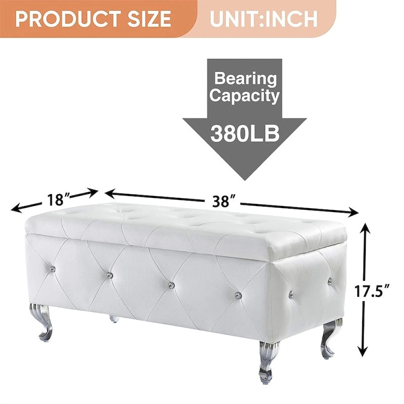 Luxury Storage Ottoman Bench with Flip Top - PU Upholstered