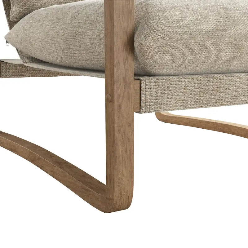 Coastal Sling Accent Chair with Solid Wood Frame and Linen Cushions