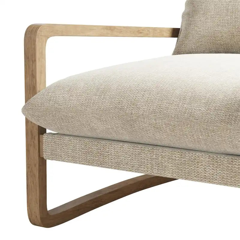 Coastal Sling Accent Chair with Solid Wood Frame and Linen Cushions