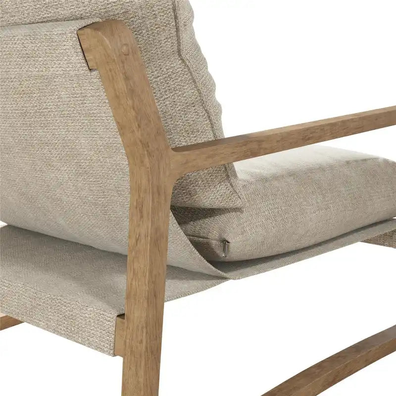 Coastal Sling Accent Chair with Solid Wood Frame and Linen Cushions