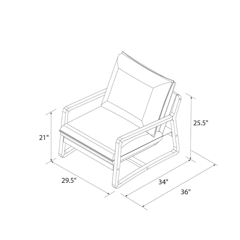 Coastal Sling Accent Chair with Solid Wood Frame and Linen Cushions