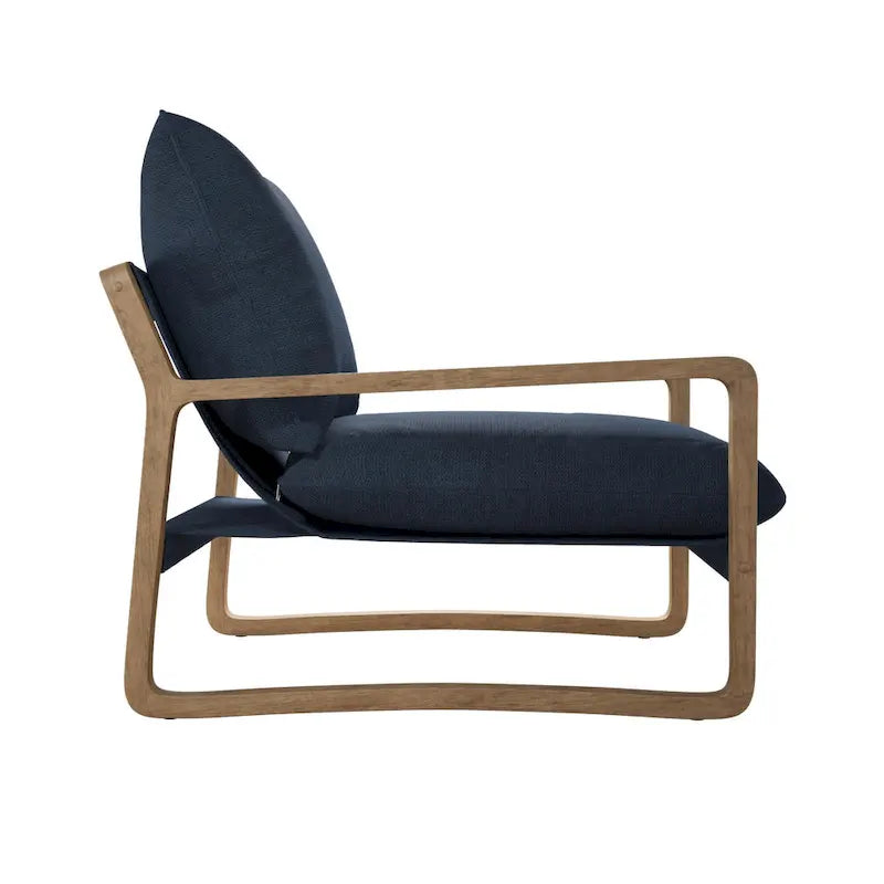 Coastal Sling Accent Chair with Solid Wood Frame and Linen Cushions
