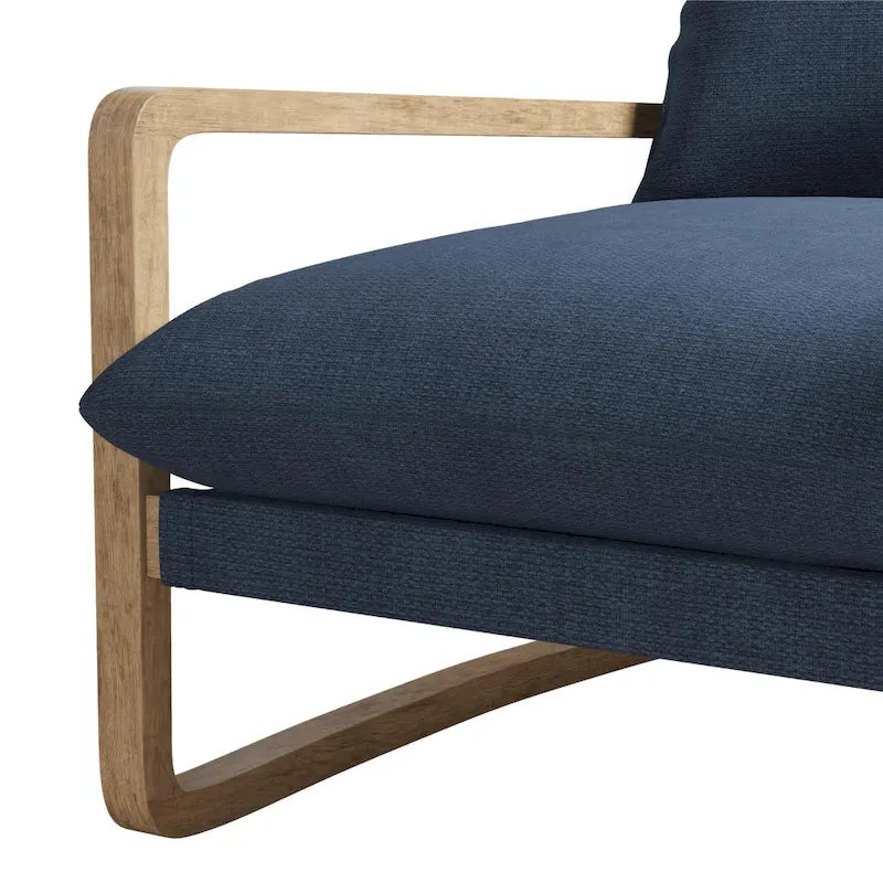 Coastal Sling Accent Chair with Solid Wood Frame and Linen Cushions