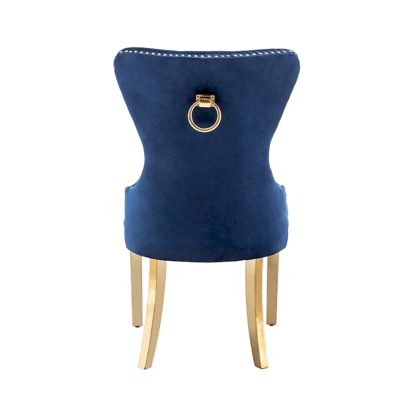 Tufted Velvet Wingback Dining Chair with Gold Chrome Legs, Set of 2