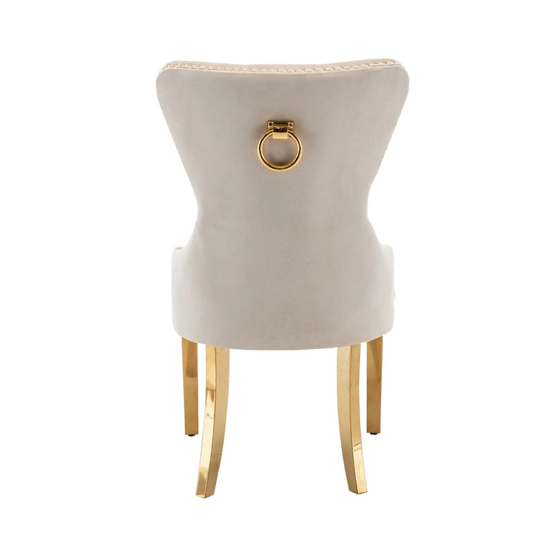 Tufted Velvet Wingback Dining Chair with Gold Chrome Legs, Set of 2