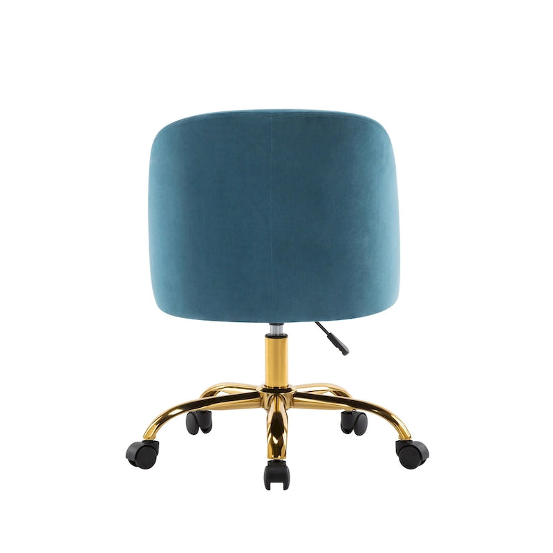 Armless Velvet Swivel Desk Chair with Gold Chrome Legs - Height Adjustable