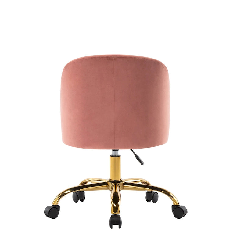 Armless Velvet Swivel Desk Chair with Gold Chrome Legs - Height Adjustable