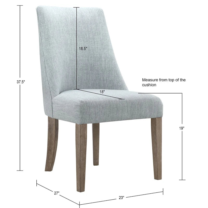 Farmhouse Upholstered Dining Chairs with Solid Wood Legs, Set of 2