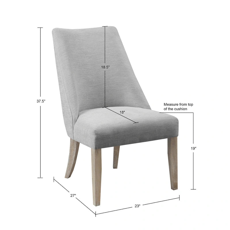 Farmhouse Upholstered Dining Chairs with Solid Wood Legs, Set of 2