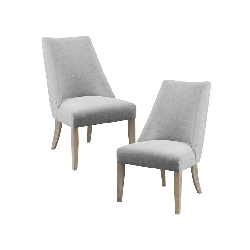Farmhouse Upholstered Dining Chairs with Solid Wood Legs, Set of 2