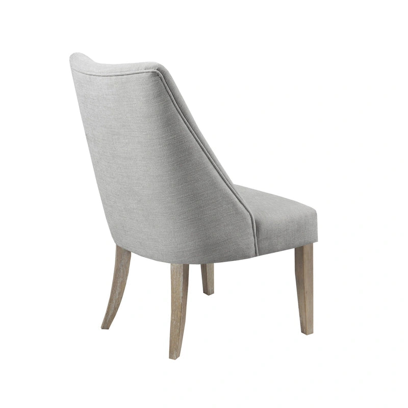 Farmhouse Upholstered Dining Chairs with Solid Wood Legs, Set of 2