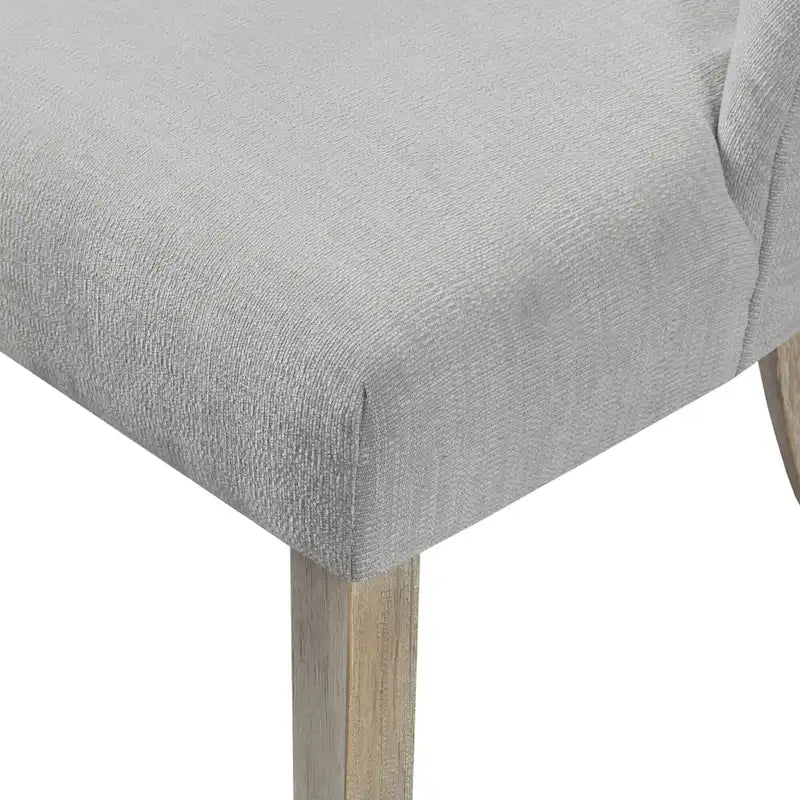 Farmhouse Upholstered Dining Chairs with Solid Wood Legs, Set of 2