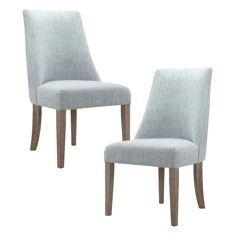 Farmhouse Upholstered Dining Chairs with Solid Wood Legs, Set of 2