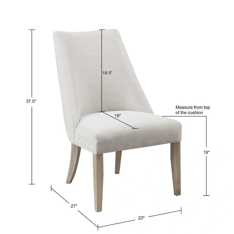Farmhouse Upholstered Dining Chairs with Solid Wood Legs, Set of 2